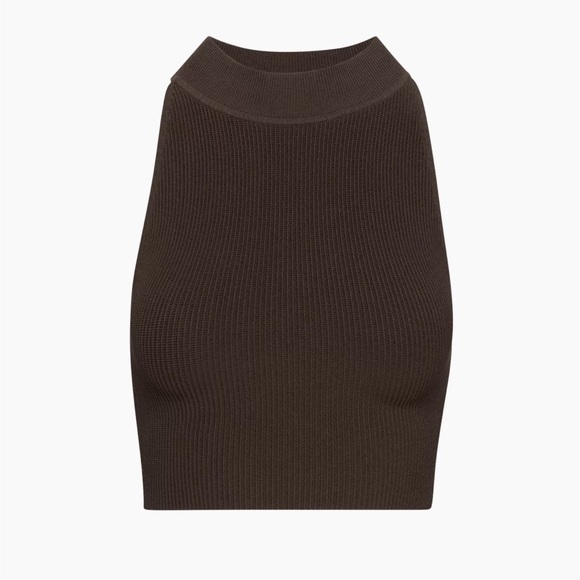 Aritzia Babaton Sculpt Cropped Halter Top (Brown) - Picture 4 of 6